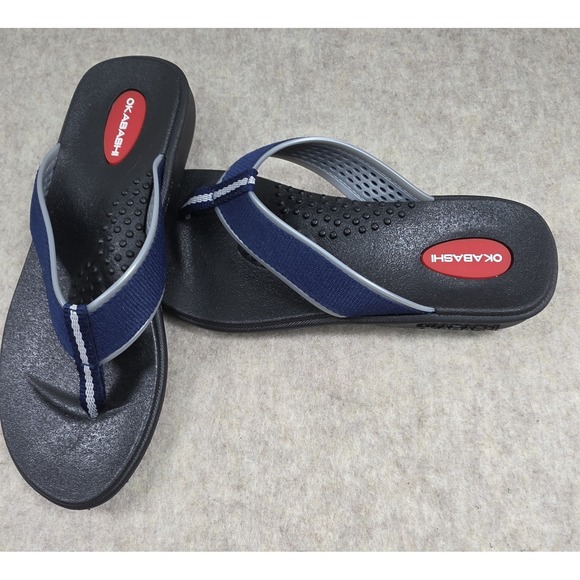 Okabashi Women's Breeze Flip Flop Sandals Black Blue Size‎ Small 5/6 - Picture 1 of 8